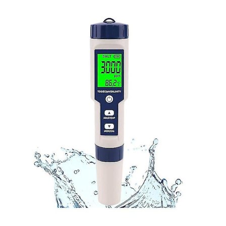 Pool Salt Tester, Digital Salinitetsmätare, Hög Noggrannhet 5 I 1 Salinitetstestare för Saltvatten, IP67 W