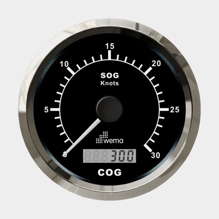 GPS-logg 0-30 knop svart Silverline 85 mm, kompl. m antenn
