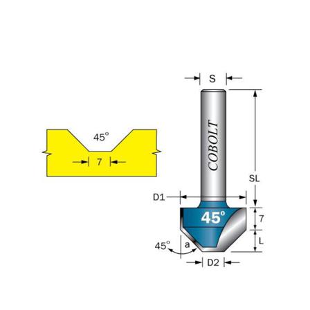 Cobolt 209-450 Fasfræser D1=21 D2=7, Maskintilbehør & forbrugsvarer
