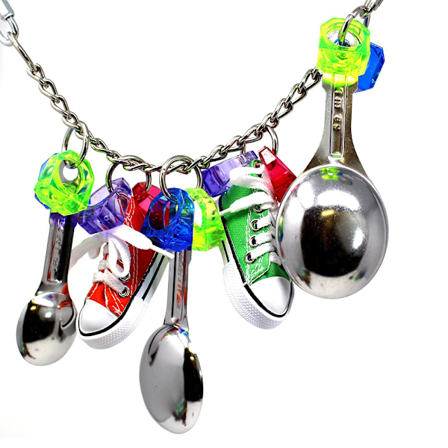 Papegojleksaker att gnaga på, Papegojleksaker Sneakers fågelleksaker Metallsked st