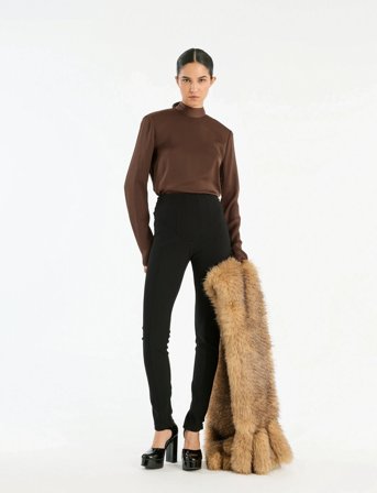 ROTATE Birger Christensen Satin Drapy Back Top - Brown - 36