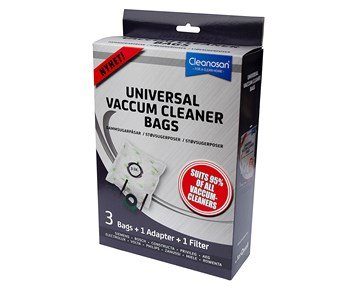 Cleanosan Universal 3-pack + Adapter - 3-pack dammsugarpåsar med adapter