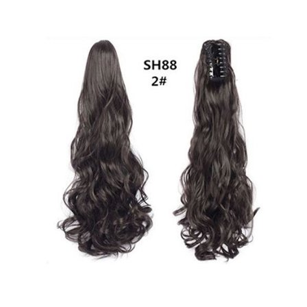 Hestehale Paryk Klo Clip Lang Krøllet Hår: Brun Hestehale Forlængelse med Klo Clip til Kvinder, 60cm Langt Bølget Hår Model 12