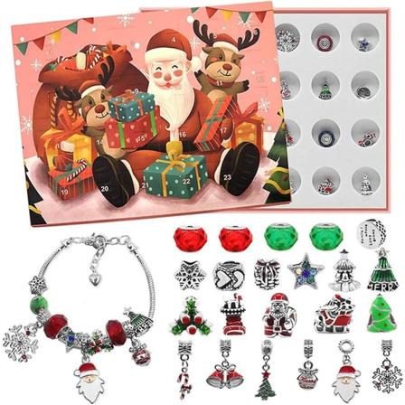 2 stk Charm Armbånd Adventskalender 2023 For Jenter,24 Dager Jul Nyttår Nedtellingskalender Smykkearmbåndsett, jule-diy-armbåndfremstilling