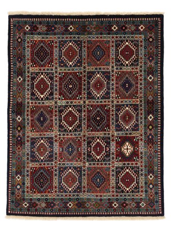 Yalameh Rug 147X190 Black/Dark Red Wool, Persia