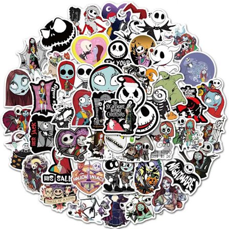 50Pcs New Nightmare Before Christmas Stickers Halloween Theme Waterproof Stickers for Laptop Skateboard Phone Luggage