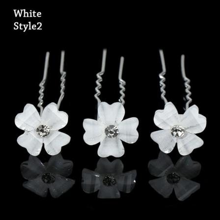10 St Blomma Hårnålssticka Brud Hårnål Vit Style2
