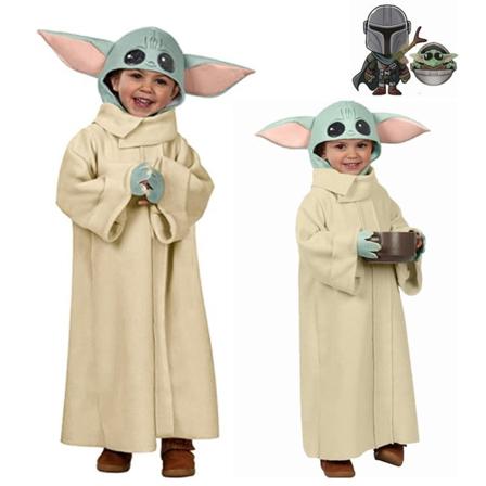 Hot Star Cosplay Wars The Mandalorian Baby Yoda Cosplay Kostume Robe Med Hat (FMY) yellow s