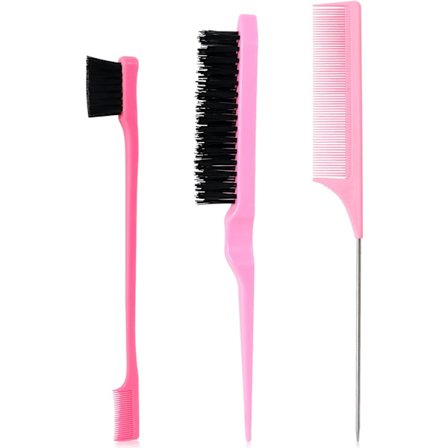 3-pack Slick-borste Set, Plastborste Hårförtjockningskam Kantborste Hårförtjockningsborste Set