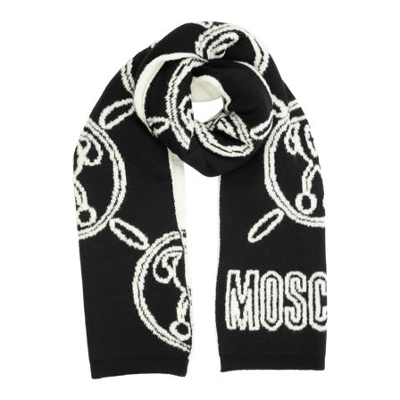 Moschino Double Question Mark Wool scarf , Zwart , Dames , Maat: ONE Size