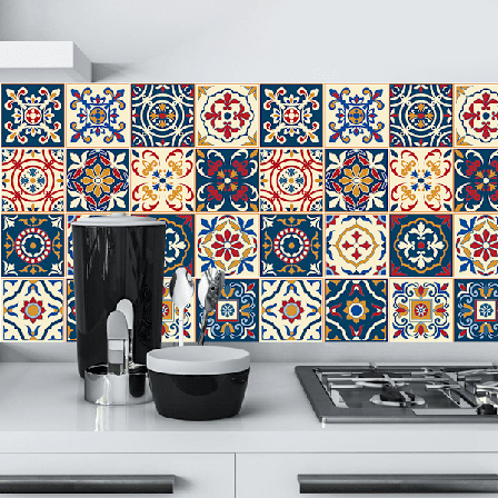 16 stk 15x15cm Viktoriansk Mønstret Selvklebende Fliser Vanntett for Kjøkken Bad Overføringer