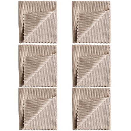 Pakke med 6 fiskeskæl stribefri magisk glasvinduesrenseklud, fnugfri opvasketørrepoleringshåndklæder, khaki