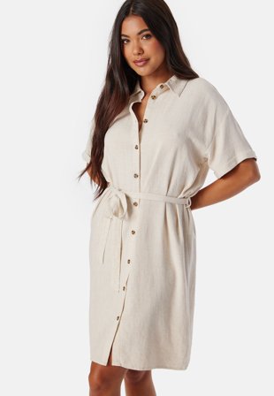 Pieces Pcvinsty Linen Shirt Dress Oatmeal Klær