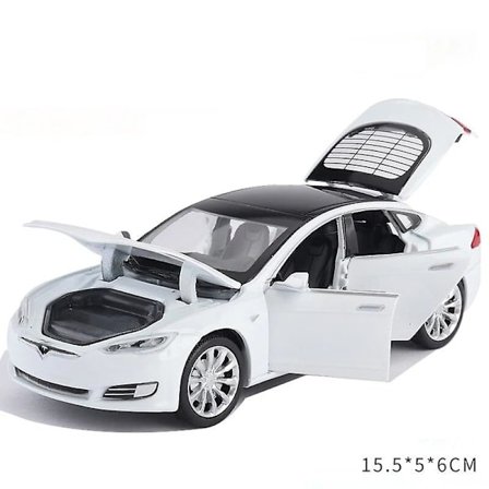 1:32 Tesla Model S Legeringsbilmodell Diecast Leketøy Bil, Lyd og Lys Barneleke Gutteleke (I eske)