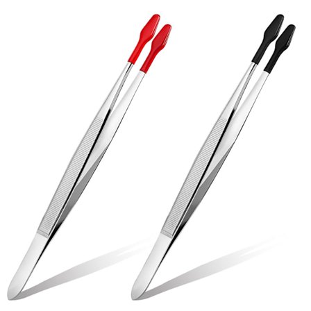 2 stk. pinsett med gummipisspiss - PVC-silikon, flate og bøyde spisser