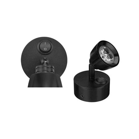 12V 3W LED-lukuvalo, musta valo, seinävalaisin kytkimellä, 180° joustava valaistus matkailuautoihin, veneisiin, asuntovaunuihin, matkailuautoihin, 