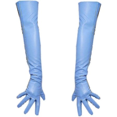 Dame Vinterhandsker Kunstlæder Fåreskind Lange Lyseblå Store Ærmer Aftenkjolehandsker