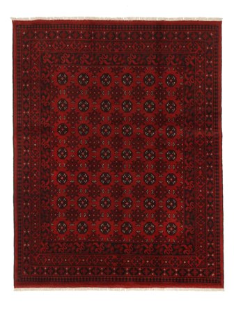 Handgeknoopt Afghan Fine Vloerkleed 153X193 Zwart/Donkerrood