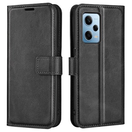 Hållbart konstläder Xiaomi Redmi Note 12 Pro fodral med plånbok - Svart