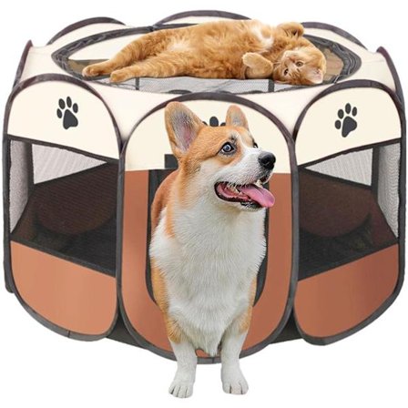 Bærbar Hunde- og Kattegård – Sammenleggbar Lekegrind for Innendørs, Lekegrind for Valp og Smådyr