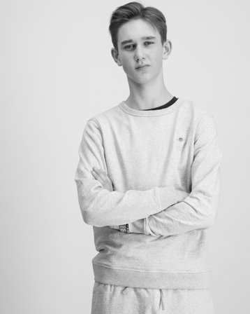 GANT SHIELD COTTON SLUB C-NECK Grå Genser Gutt - Kids Brand Store