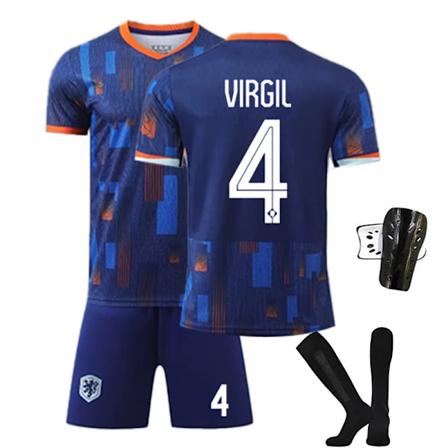2425 Holland udebanetrøje VIRGIL Fodboldtrøje med sokker + beskyttelsesudstyr XS(160-165cm)