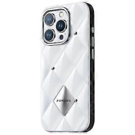 PYNANA PN-16BLG4 Kompatibelt Skal för iPhone 16 Pro Max Metall Diamant PC+TPU Mobilskal (Vit)