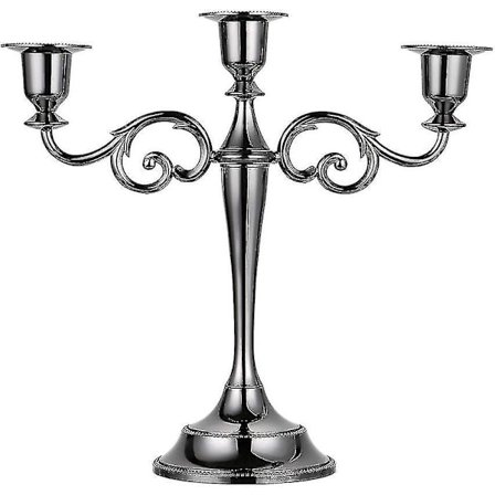 3-armad Metall Ljusstake Silver Europeisk Elegant Ljusstake Ljusställning För Bröllop Matbord Julfest Heminredning Svart