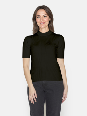 B. COPENHAGEN - Strik pullover - Turtleneck krave og kort ærmer - Sort