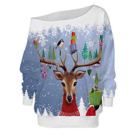 Tröja För Jultomte Med Print Off Shoulder För Damer