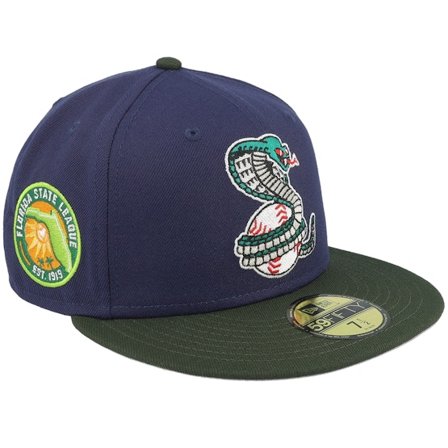 New Era - MiLB Sininen fitted Lippis - Kissimee Cobras Bowling Alley 59FIFTY Light Navy/Dark Seaweed Fitted @ Hatstore