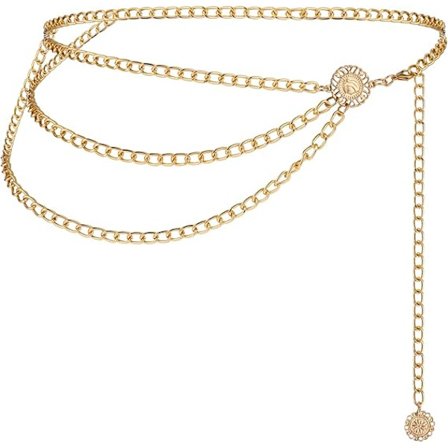 Metallisk midje gullkjede belter mage smykker kropp BH sexy kjede mote flerlags kjole tilbehør justerbare midjebånd kroppsdekorasjon for skjørt