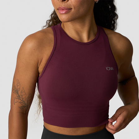 ICANIWILL Define Seamless Cropped Tank Top, Dark Mahogany