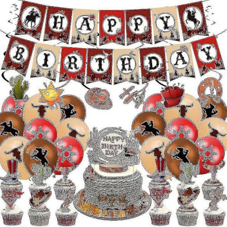 Vilde Vesten Cowboy Tema Fødselsdagsfest Dekorationer Sæt Balloner...