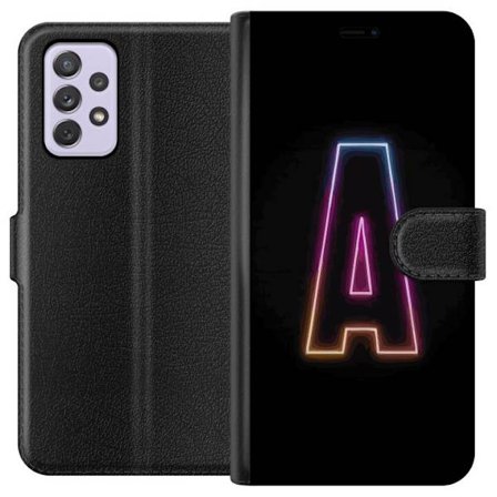 Yhteensopiva Lompakkokotelo Samsung Samsung Galaxy A52s 5G Minimalistinen neonkirjain A sateenkaarenvärisessä valossa mustaa taustaa vasten modernis