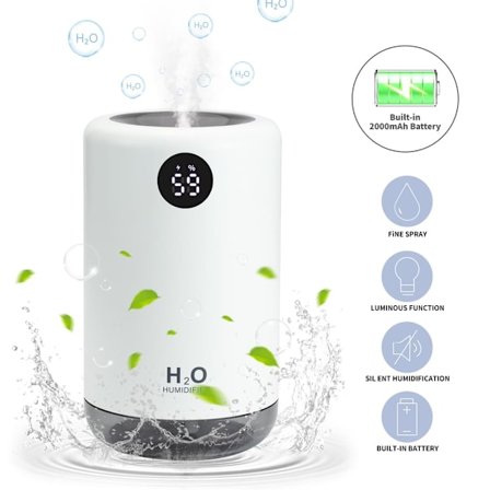 Ultratyst Mini Luftfuktare För Hem, Kontor Eller Bil, Genomträngande Sval Dimma, LED-Luftfuktare, Lindrar Nervositet, Lugnar Torr Hud, Automatisk 
