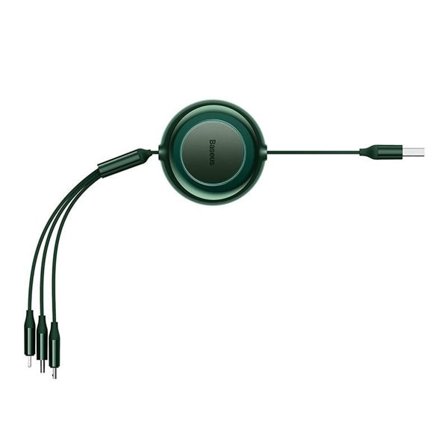 Baseus Bright Mirror 2, USB 3-i-1-kabel for mikro-USB/USB-C/Lightning 3,5A 1,1 m (grønn)