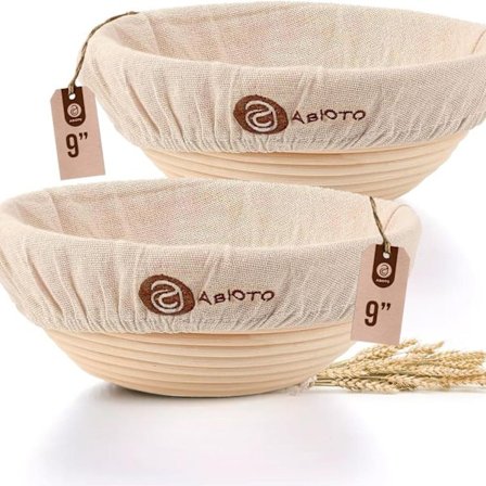 Hævekurv i europæisk stil, bageudstyr i rattan, 9-tommer rund hævekurv, tosæt