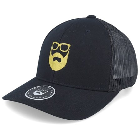 Bearded Man - Svart adjustable Keps - Logo Black/Gold Trucker @ Hatstore
