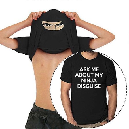 2024 Nytt Herr Ask Me About My Ninja Disguise Flip T-shirt Roligt Kostym Grafisk Humor A+
