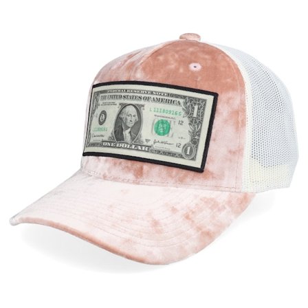 Calza Pennello - Rose trucker Casquette - Dollar Bill Velvet Peach/Ivory A-frame Trucker @ Hatstore