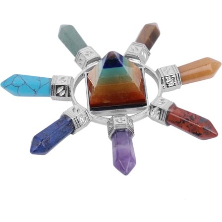 7 Chakran Pisteen Pyramidi Energia Generaattori Reiki Pöytäkoristeelle, Cr