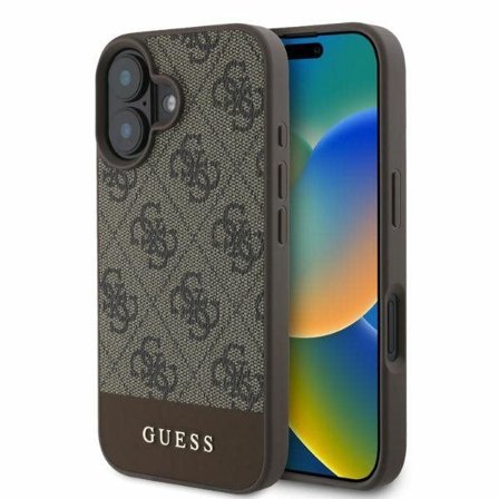 Guess 4G bundstribe iPhone 16 etui - brun