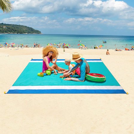 Strandfilt, Sand Resist Strandmatta 79" X 82" Lämplig för 1-3 Vuxna, Vattentät Lätt Picknickmatta