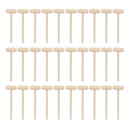 30 stk. Mini hammer i tre for barn, for å knuse sjokoladehjerter, krabbe, hummerklubber