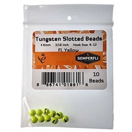 Semperfli Tungsten Slotted Beads 4,6mm - Fl Yellow