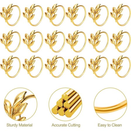 Servettirengas - Kultainen servettirengas - 18-lehtinen servettirengassarja