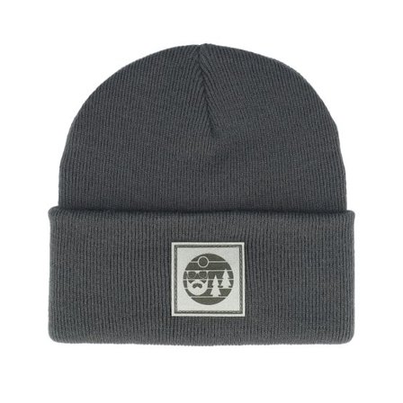 Bearded Man - Grå cuff Beanie - Sunset Logo Patch Graphite Grey Beanie @ Hatstore