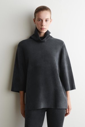 COS Women's Chenille-Knit Funnel-Neck Jumper in Grey