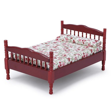 1:12 Mini Dukkehus Soveværelse Seng Model Tilbehør Værelse Møbler LegetøjBrun